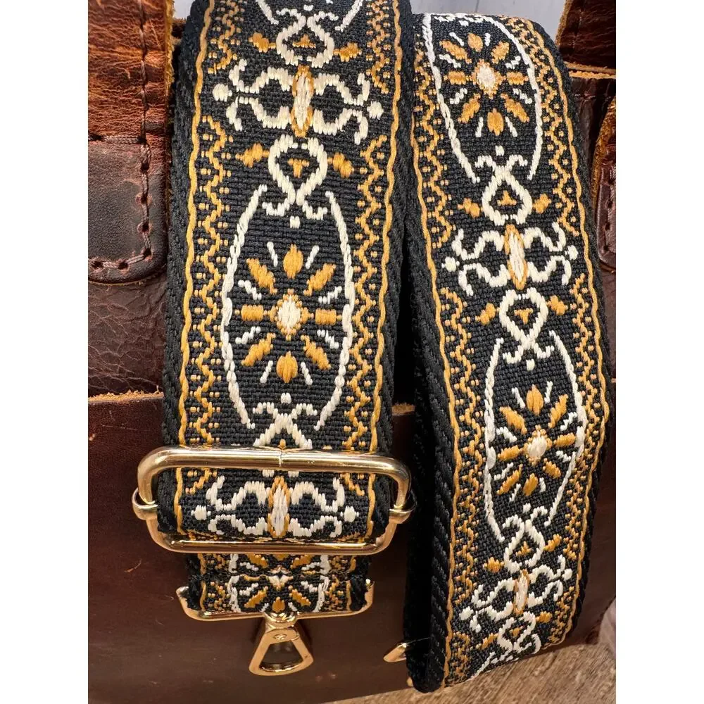 Autumn Purse Strap Black Brown Bag Strap Boho Crossbody Purse Strap
